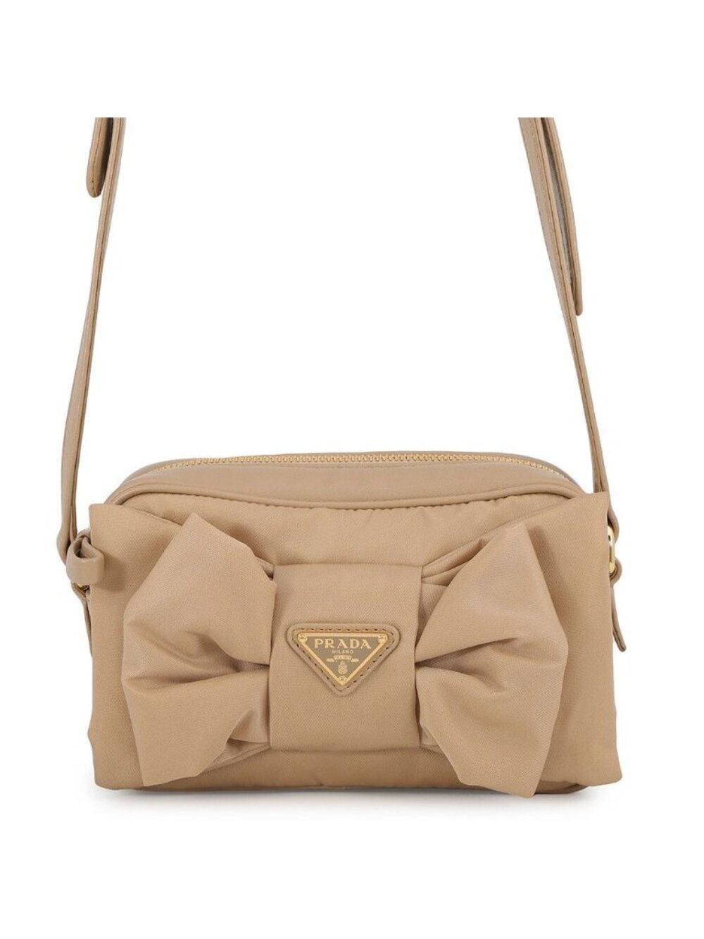 Prada Shoulder Bag Ribbon Motif Triangle Logo Re-Nylon Leather